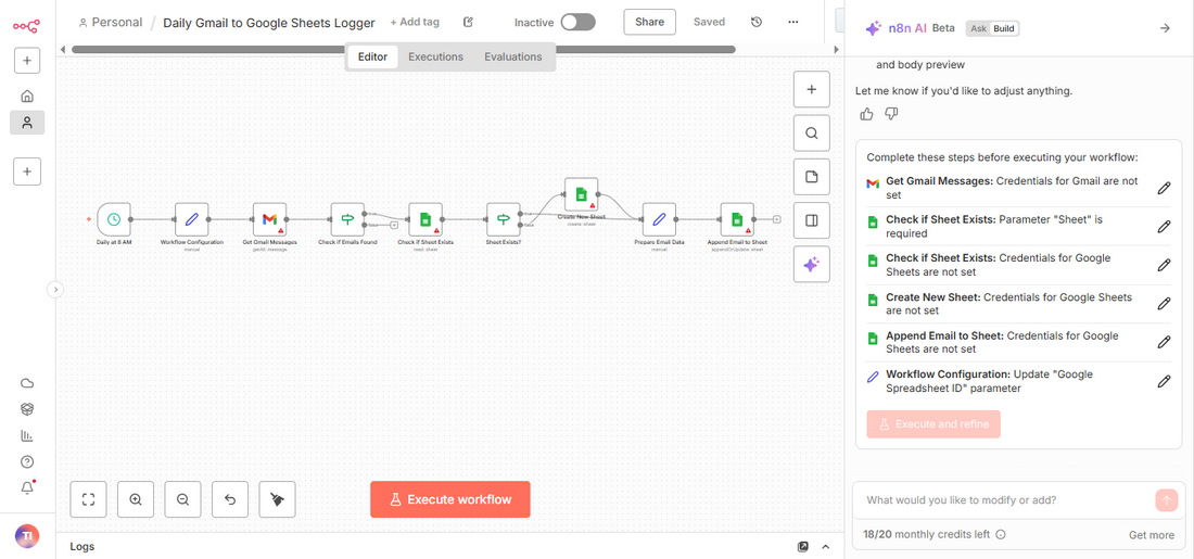 Bước 6: Điền Thông Tin Cho Các Node Trong Workflow