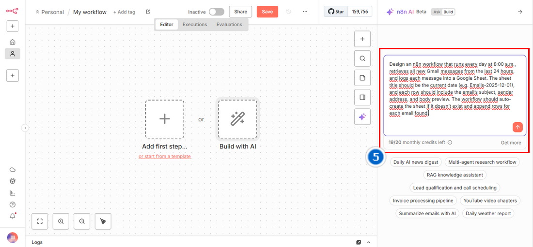 Bước 5: Sử Dụng N8N AI để Xây Dựng Workflow